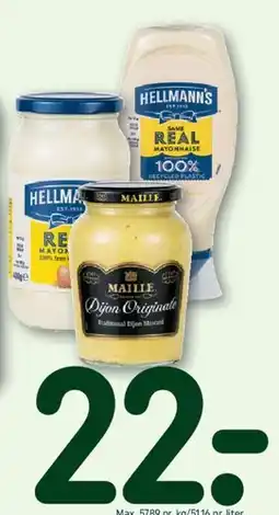 REMA 1000 Hellmann's mayo / Maille sennep tilbud