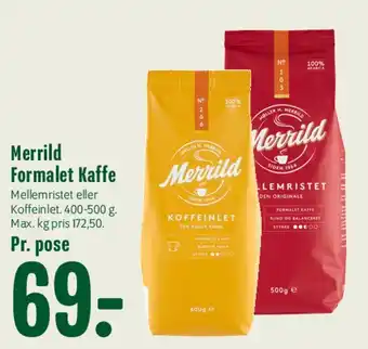 Min Købmand Merrild Formalet Kaffe tilbud