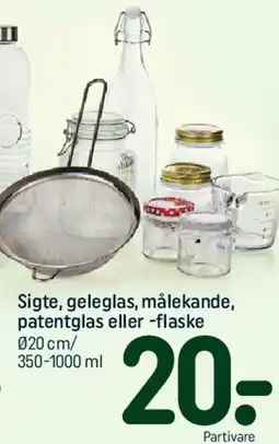 REMA 1000 Sigte, geleglas, målekande, patentglas eller -flaske tilbud