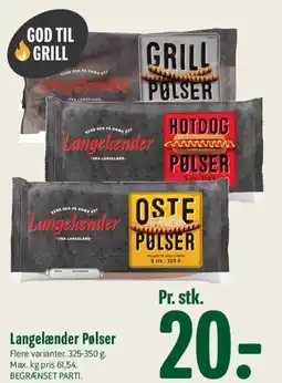 Min Købmand Langelænder Pølser tilbud