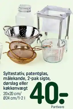 REMA 1000 Syltestativ, patentglas, målekande, 2-pak sigte, dørslag eller køkkenvægt tilbud
