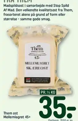 REMA 1000 Them ost Mellemlagret skæreost 45+ tilbud