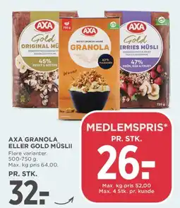MENY AXA Granola eller Gold Müsli tilbud