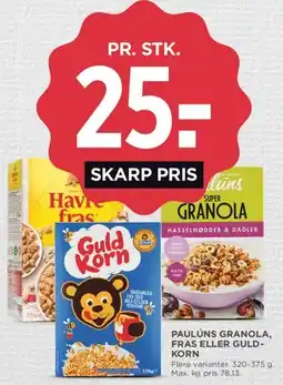 MENY Paulúns Granola, Fras eller Guld-Korn tilbud