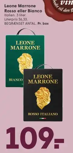 SPAR Leone Marrone Rosso eller Bianco (3 L) tilbud