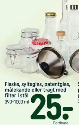 REMA 1000 Flaske, sylteglas, patentglas, målekande eller tragt med filter i stål tilbud
