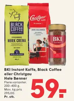 SPAR BKI Instant Kaffe / Black Coffee / Christgau Hele Bønner tilbud