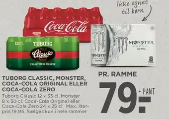 MENY Tuborg Classic, Monster, Coca-Cola Original eller Coca-Cola Zero (ramme) tilbud