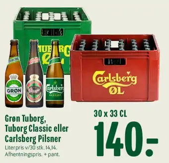 Min Købmand Grøn Tuborg, Tuborg Classic eller Carlsberg Pilsner (kasse) tilbud