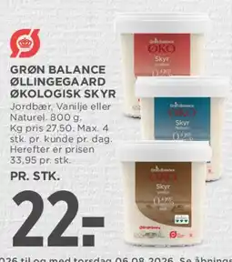 MENY Grøn Balance økologisk skyr tilbud