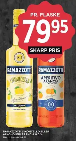 MENY Ramazzotti Limoncello eller alkoholfri Aperitivo Arancia 0.0% tilbud