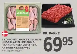 MENY 2 kg Rose danske kyllinge-underlår eller 600 g hakket oksekød 14-18% tilbud