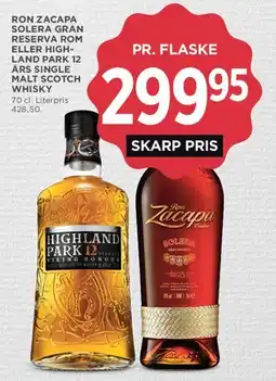 MENY Ron Zacapa / Highland Park 12 tilbud