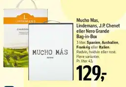 Føtex Mucho Más, Lindemans, J.P. Chenet eller Nero Grande Bag-in-Box tilbud