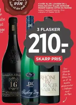 MENY 3 flasker – Cuvée 16 / Dr. Loosen Riesling Dry / Rhône by Roger Sabon tilbud