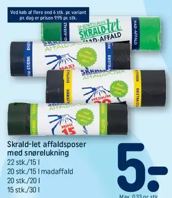REMA 1000 Skrald-let affaldsposer med snørelukning tilbud