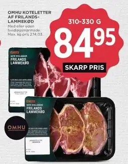 MENY OMHU koteletter af frilands-lammekød tilbud