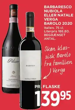 MENY Barbaresco Nubiola / Natale Verga Barolo 2020 tilbud