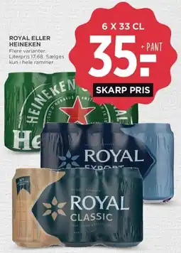MENY Royal eller Heineken - 6 x 33 cl tilbud