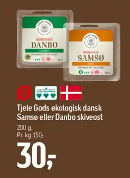 Føtex Tjele Gods økologisk dansk Samsø eller Danbo skiveost tilbud