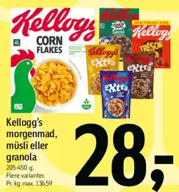 Føtex Kellogg's morgenmad, müsli eller granola tilbud