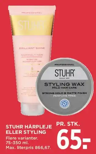 MENY STUHR hårpleje eller styling tilbud