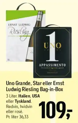 Føtex Uno Grande, Star eller Ernst Ludwig Riesling Bag-in-Box tilbud