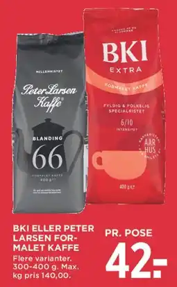 MENY BKI eller Peter Larsen formalet kaffe tilbud