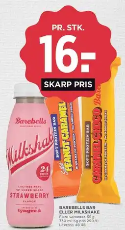 MENY Barebells bar eller milkshake tilbud