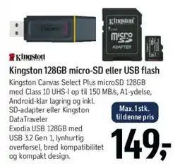 Føtex Kingston 128GB micro-SD eller USB flash tilbud