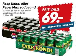 Bilka Faxe Kondi eller Pepsi Max sodavand (ramme) tilbud