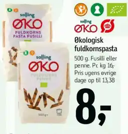 Føtex Økologisk fuldkornspasta tilbud