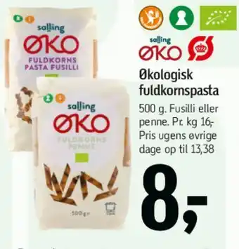 Føtex Økologisk fuldkornspasta tilbud