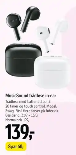 Føtex MusicSound trådløse in-ear tilbud