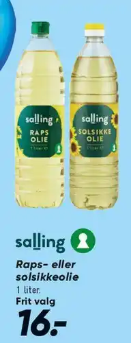 Bilka Salling raps- eller solsikkeolie tilbud