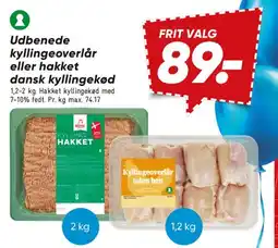 Bilka Kyllingeoverlår uden ben eller hakket dansk kyllingekød tilbud