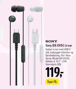 Føtex Sony IER-EX15C in-ear tilbud
