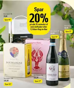 Føtex Spar 20% på alle 35 varianter af små vinflasker eller 1,5 liters Bag-in-Box tilbud