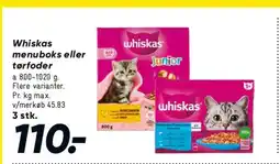 Bilka Whiskas menu eller tørfoder tilbud