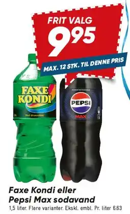 Bilka Faxe Kondi eller Pepsi Max sodavand (flaske) tilbud