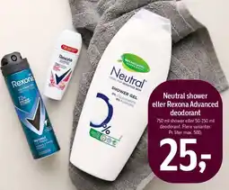 Føtex Neutral shower eller Rexona Advanced deodorant tilbud