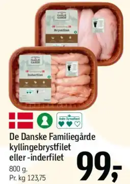 Føtex De Danske Familiegårde kyllingebrystfilet eller inderfilet tilbud