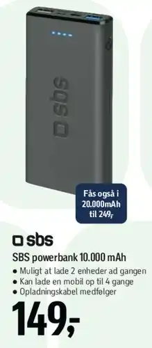 Føtex SBS powerbank 10.000 mAh tilbud