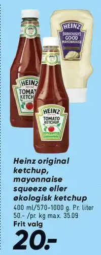 Bilka Heinz original ketchup og mayonnaise tilbud