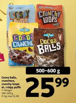 Løvbjerg Cocoa balls, crunchers, crunchy loops el. crispy puffs tilbud