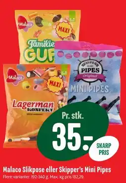 Min Købmand Malaco Slikpose eller Skipper’s Mini Pipes tilbud