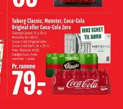 Min Købmand Tuborg Classic, Monster, Coca-Cola Original eller Coca-Cola Zero tilbud