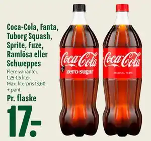 Min Købmand Coca-Cola, Fanta, Tuborg Squash, Sprite, Fuze, Ramlösa eller Schweppes tilbud