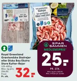 SPAR Royal Greenland Grønlandske Skalrejer eller Disko Bay Ekstra Store Kutter-Rejer tilbud