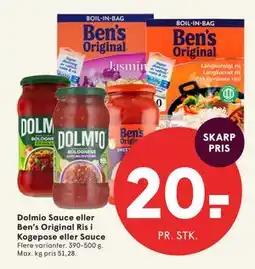 SPAR Dolmio Sauce eller Ben’s Original Ris i Kogepose eller Sauce tilbud